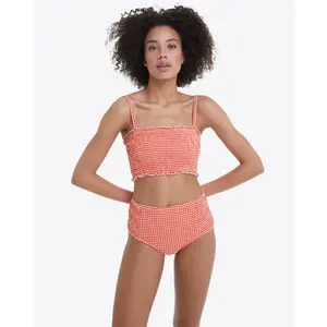 Smocked Bikini Bottom in Red Gingham