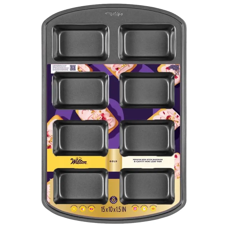 Wilton Nonstick Gold Mini Loaf Pan, 10x15 in, Black, Bakeware Kitchenware Baking Tin & Mold, Model 6089591