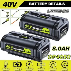 2Pack OP4040 8.0Ah 40V Lithium Replacement for Ryobi 40 Volt Battery OP40401 OP40602 OP4026 OP40501 OP40261 Compatible with Ryobi Battery 40V Cordless Power Tools