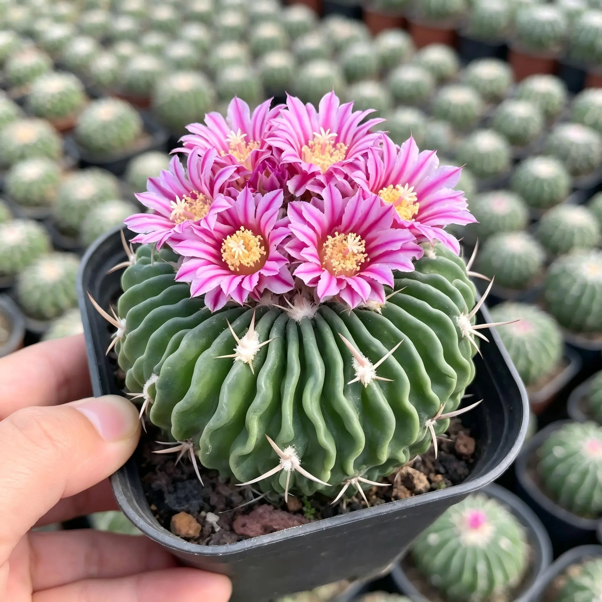 Live Echinofossulocactus Multicostatus (Stenocactus Multicostatus) Brain Cactus, Flowering Succulent for Home Garden Supplies