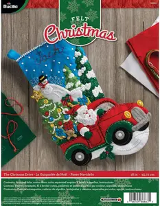 Bucilla 86663 Felt Applique Stocking Kit, The Christmas Drive, Size 18-Inch