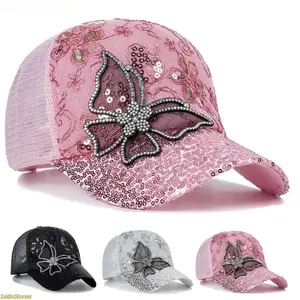 Unisex Butterfly Lace-Glitter Baseball Cap - Breathable Mesh, Adjustable, Lightweight Casual Sun Hat, 2026 Popular Sports Outdoor Accessories, Ideal Mother's Day Gift for Moms, Adjustable Sun Hat