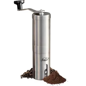Manual Stainless Steel Coffee  - 18 Adjustable Settings, Portable Conical Burr  for Camping, Travel, Espresso - With Hand Crank