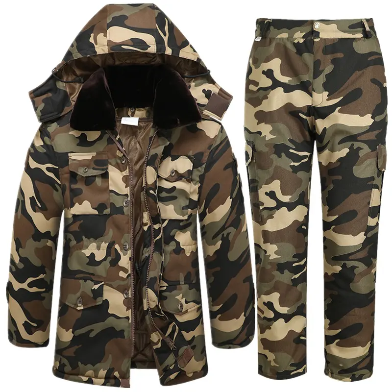 Men's Camouflage Cargo Parka Jacket, Unisex Thermal Work Coat, Fleece-Lined & Waterproof with Oversized Pockets for Forestry, Tops, Menswear, Coats, Utility, Mid Length, Fabric, Shell, Sleeve, Rip-Resistant, Easy-Maintenance, Full Sleeve, Waterproof Shell