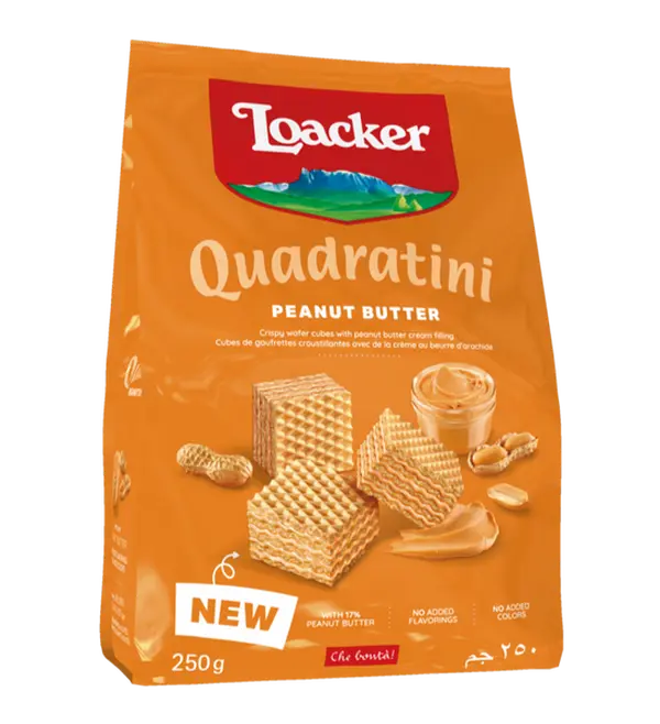 Loacker Quadratini Peanut Butter Wafer Cookie Bag 8.84 oz 6ct