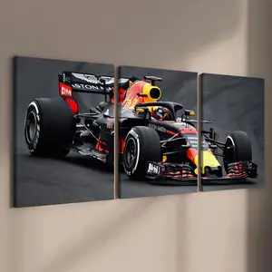 Wooden Framed Canvas Painting, 3 Counts Racing Car Pattern Wall Art, Modern Art Wall Decoration for Living Room Office Bedroom Home Dormitory