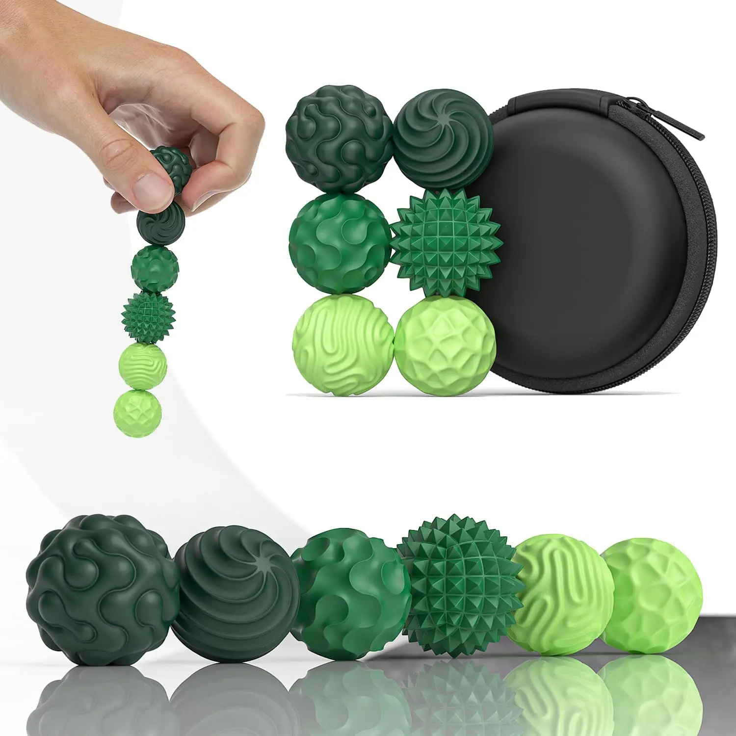 Silicone Magnetic Stress Relief Ball Set, Stress Relief Toys for Adults and Teens, 6-Piece Stress Relief Ball Sensory Toy, Textured Quiet Desk Stress Relief Toy, ADHD Anxiety Relief Items, Fun Sensory Gifts