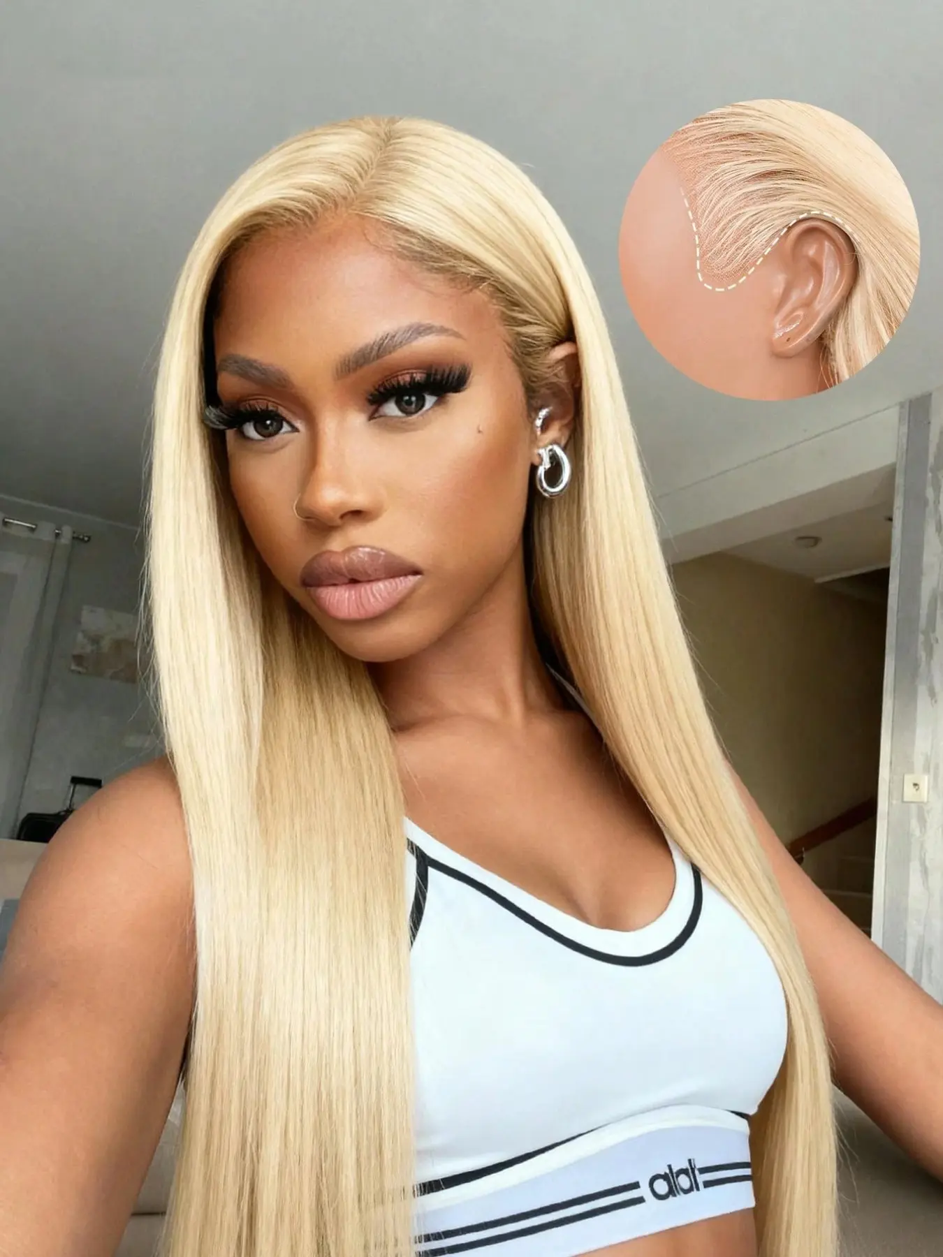 Blonde Glueless Wig Straight 613 Hd Lace Frontal Wigs with Elastic Drawstring Pre Cut 13X4 Transparent Brazilian Lace Front Human Hair Wigs For Women