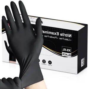 100PCS Nitrile Exam Gloves, Black Latex Free Powder Free Disposable Gloves for Medical, Cooking, Cleaning, and Food Prep