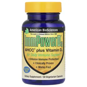 American Biosciences ImmPower® D3, AHCC® Plus Vitamin D3, 30 Vegetarian Capsules