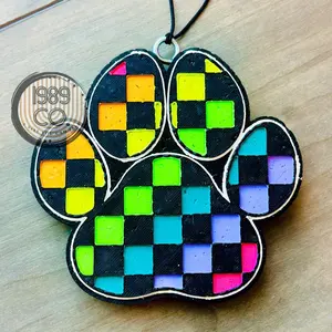 Rainbow paw print car freshie