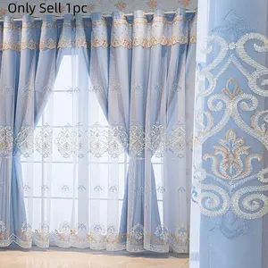 1pc French Style Two-Layer Curtains with Lace, Elegant Home Decor for Living Room and Bedroom, Modern Window Drapes for Indoor Decoration, Home Textile