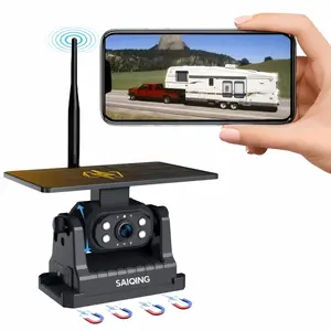 ConewVehicle WiFi Magnetic Solar Wireless Backup Camera for RV/Truck/Vans/Pickup/Trailer/Camper,Super large solar panels Rechargeable Battery,1080p HD,Night Vision,Waterproof,Magnetic Mount,Easy Installation