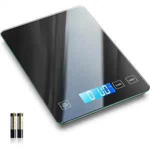 Food Scale Digital Weight Grams and oz, 22lb Kitchen Scale for Cooking Baking, 1g/0.1oz Precise Graduation, Sleek Tempered Glass Platform (Black)