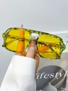 Fashion Vintage Oval Glasses for Women & Men, High Quality Casual Daily Wear Eyewear, Simple Versatile Decoration Frames, Unique Shape, Unisex, Tinted Lens Glasses