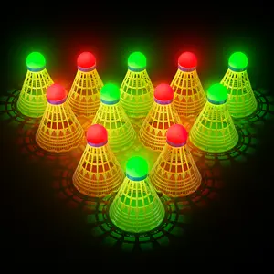 HIRALIY LED Badminton Birdies 6/12 PCS, 360° Glow in The Dark Nylon Badminton Shuttlecocks for Night Play, 2 Color Impact-Resistant Light Up Balls with Stable Glowing, Outdoor Backyard Family Games