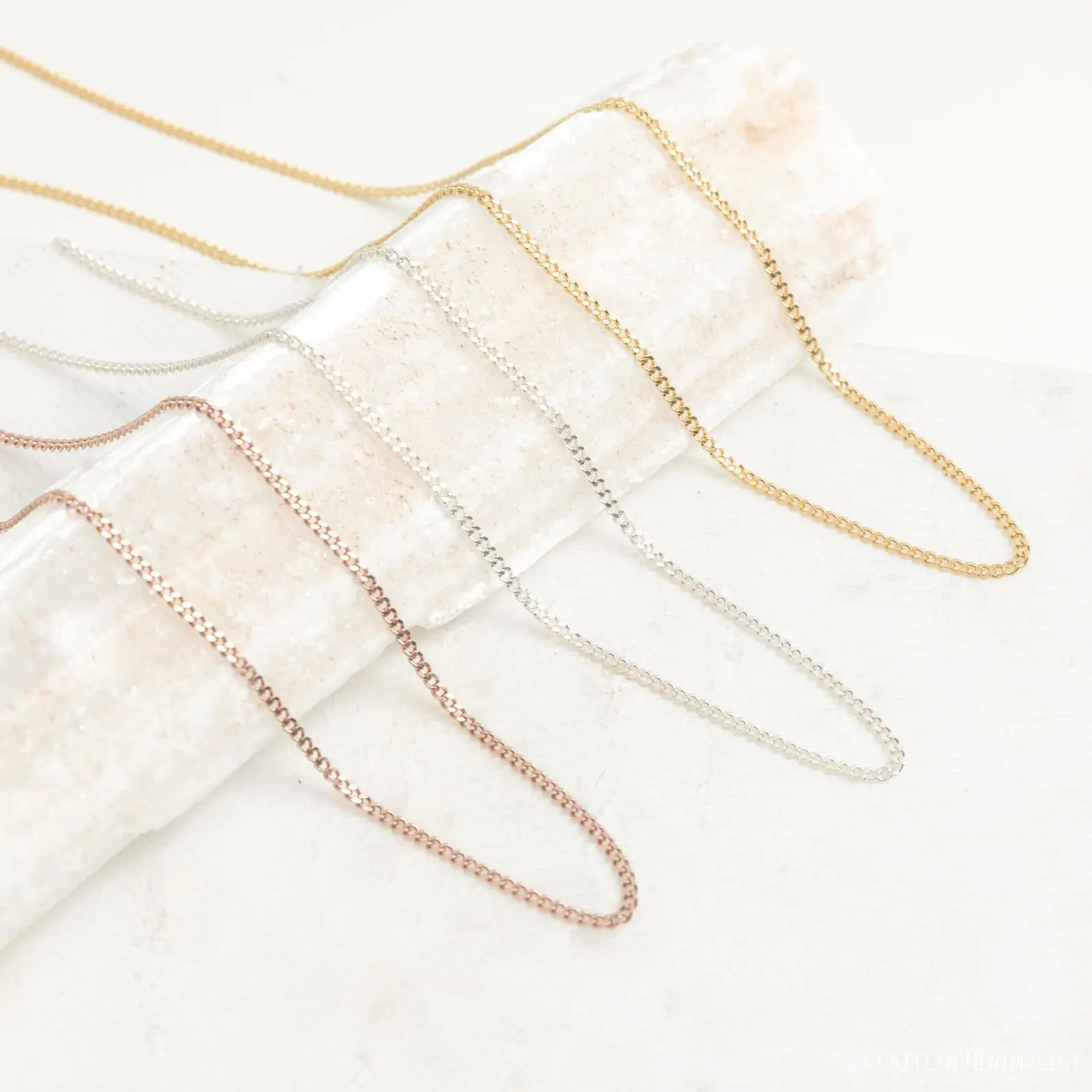 Curb Chain Necklace by Caitlyn Minimalist - Minimalist Layering Chain Necklace in Gold & Silver - Everyday Jewelry - Gift for Her