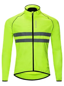 WOSAWE Men's High Visibility Cycling Wind Jacket Water Resistance Reflective Windbreaker Lightweight Sports Jacket Zip Front Jacket