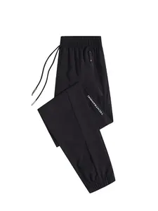 Quick-Dry Breathable Men's Sports Pants Fitness Running Trousers Elastic Cuff Loose Thin Black China Taiwan Casual Athletic Joggers Casual Athletic Joggers Fabric Menswear Polyester