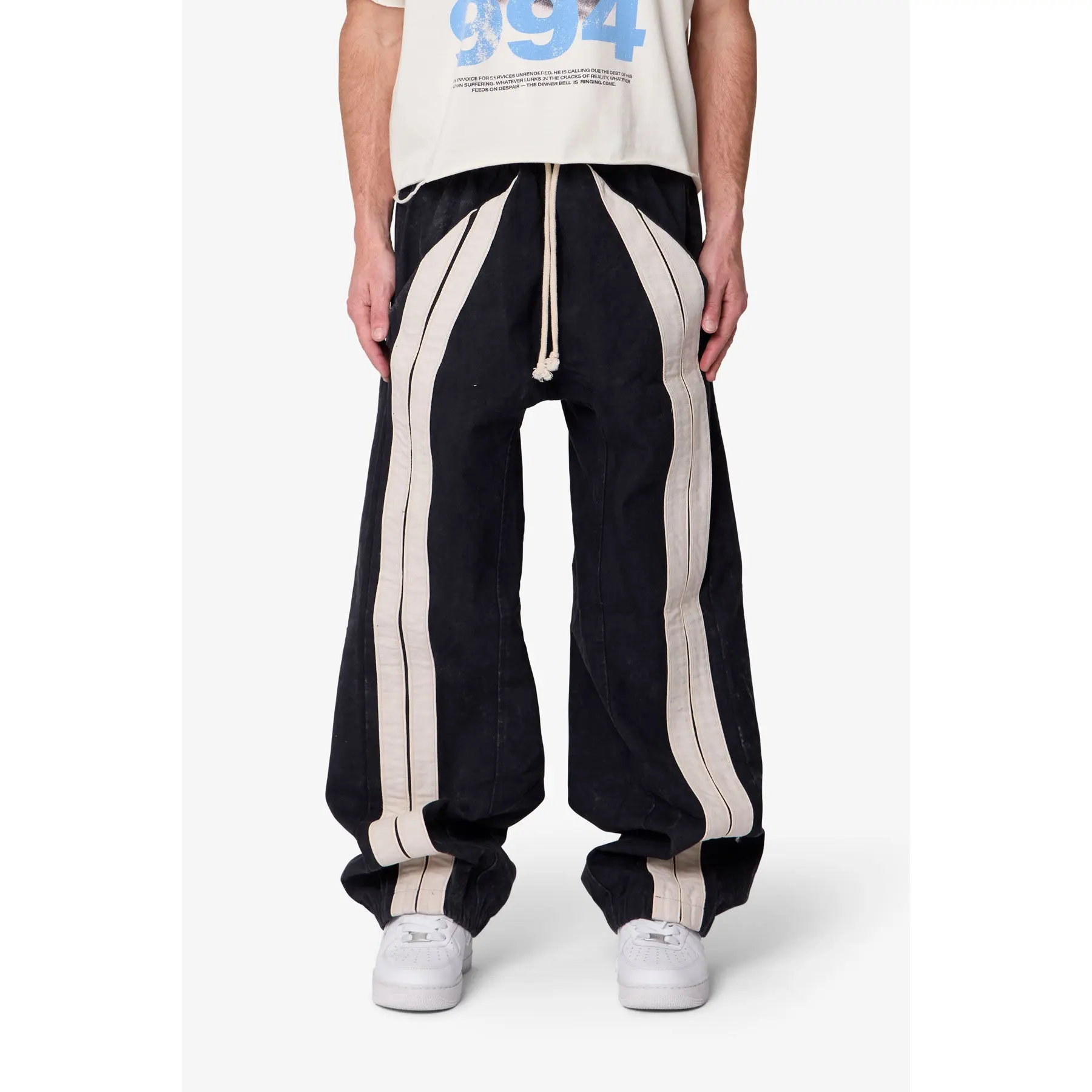 mnml Ultra Baggy Stripe Twill Pants - Black/White