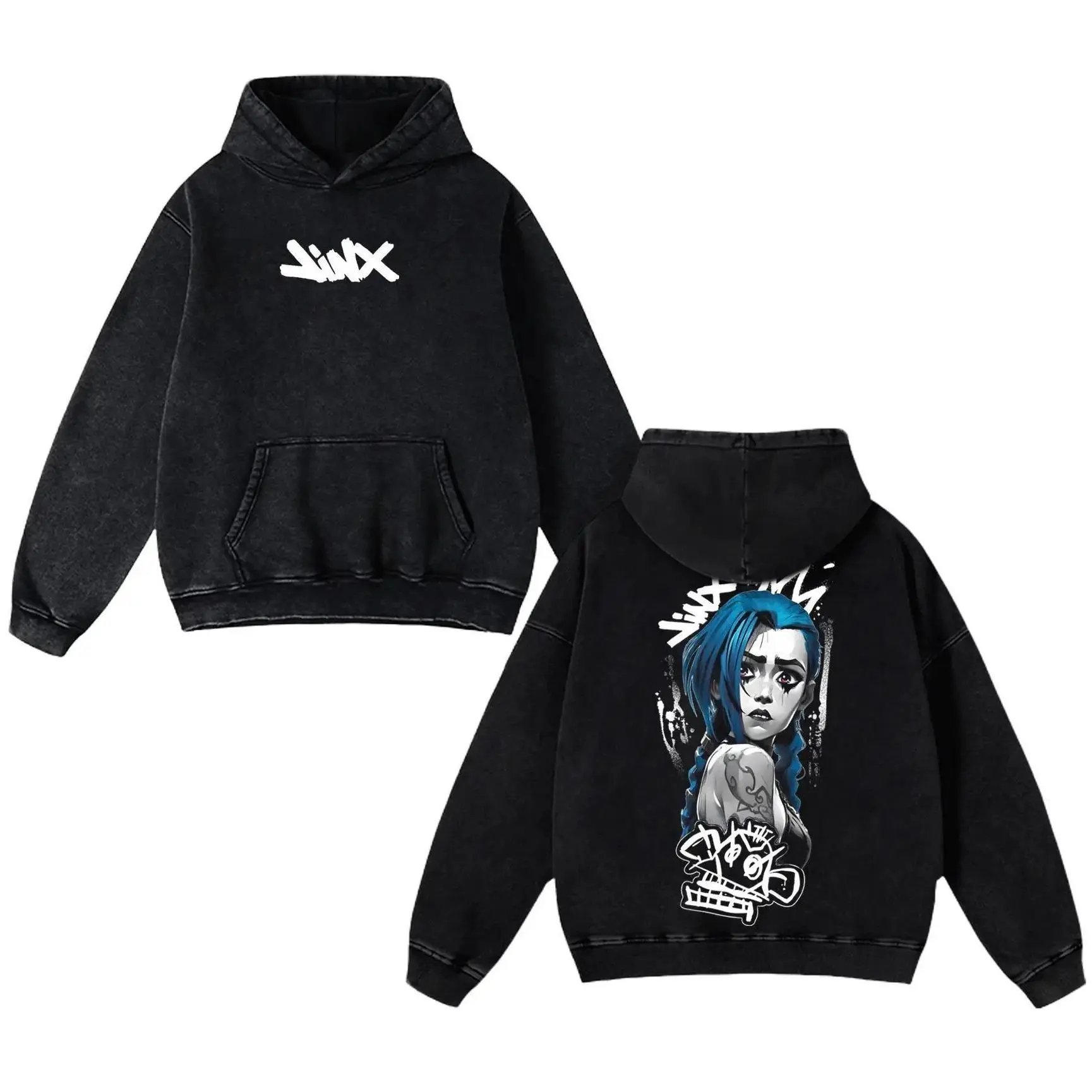 Retro Vintage Jinx x Powder Arcane: League of Legends Washed T-shirt, Hoodie, Sweater Game Cotton, FPS, Game Lover Unisex Shirt Gift for Him Her Y2K Hoodie Sweatshirt Clothes Menswear Casual Classic Day Soft