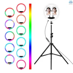 YI LIGHTING 10" RGB Selfie Ring Light with 63" Tripod Stand, Dimmable for Makeup/Live Streaming/YouTube/TikTok/Photography