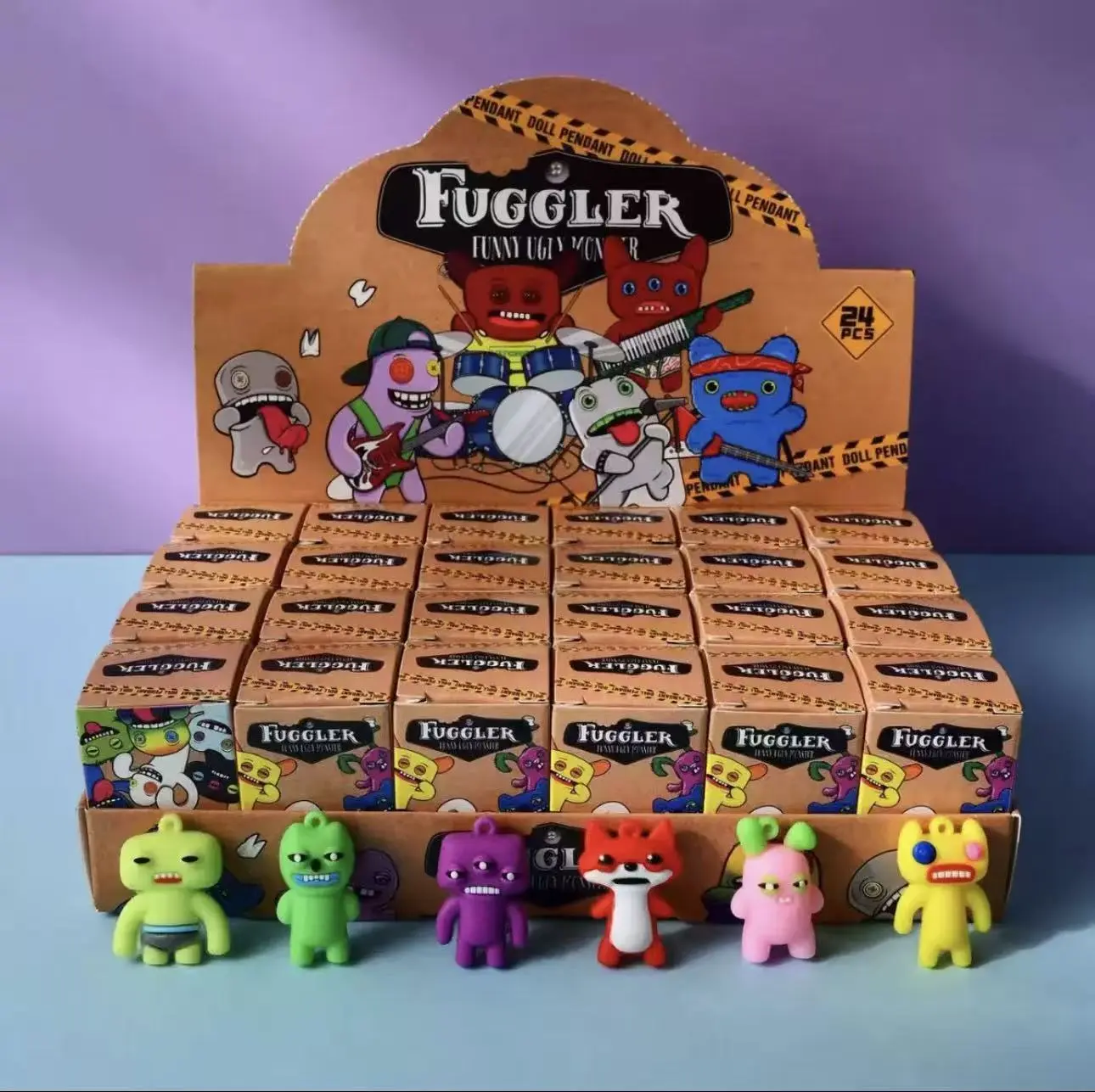 24 Pack Ugly Monster Blind Box Keychain Pendants, Cute Weird Cartoon Mini Vinyl Figure Charms, Kids Party Favor Mystery Box Toys, Backpack Bag Accessories Birthday Gift