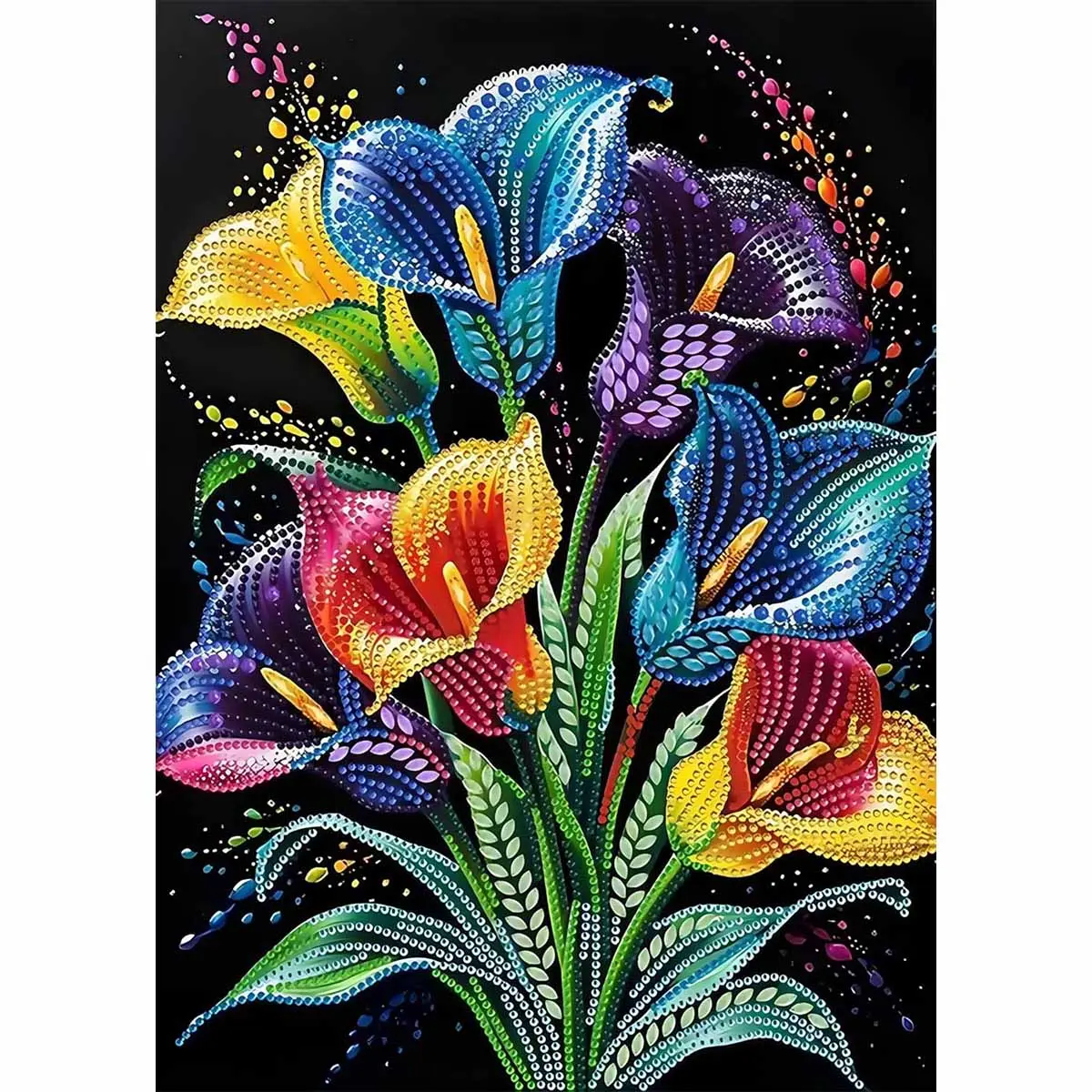 Special Shape Diamond Art Kits for Adults, Flower 5D Diamond Painting Kits for Beginner, Floral Gem Art, Diamond Crystal Rhinestones Painting Kits for Home Wall Decor Gift, 11.8x15.7 in
