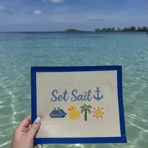 Set Sail Needlepoint Canvas – Cruise Needlepoint – 18 Mesh Canvas – Tropical Vacation Stitch – Canvas Only