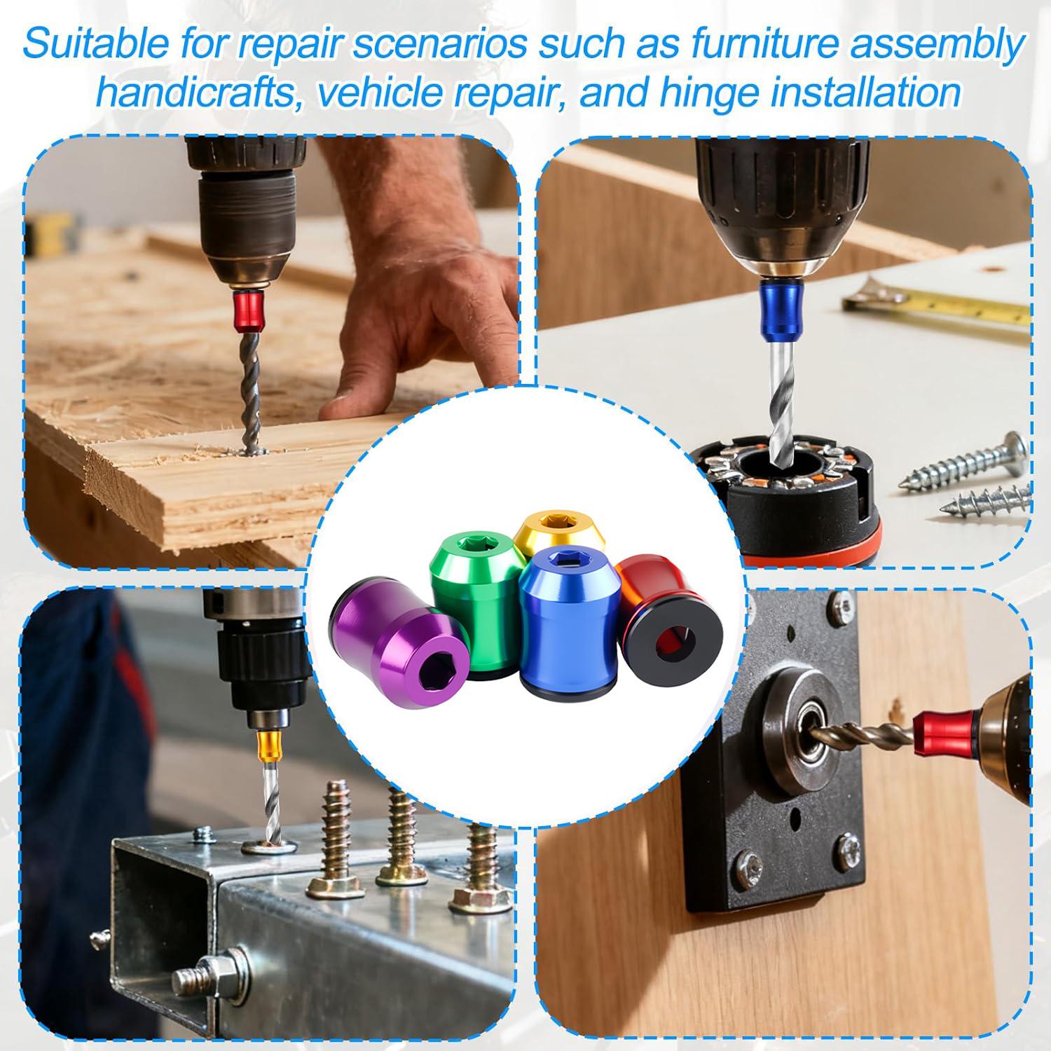 Universal 1/4 Inch Magnetic Screw Ring Holder, Removable Magnetic Drill Bit Holder for Hex Screwdriver & Power Tools