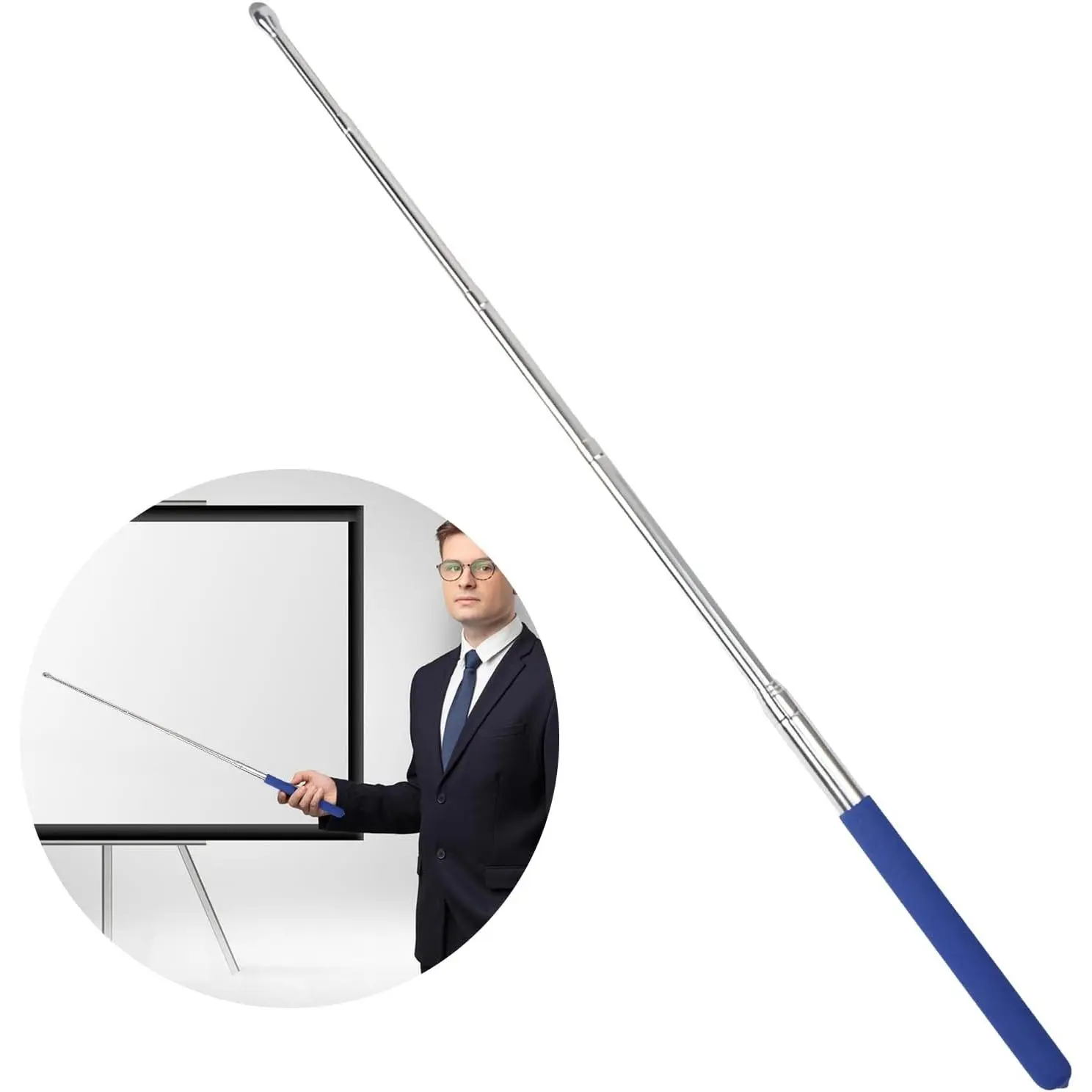 Retractable Teacher Pointer 39.5'', Pointer Stick with Stylus Smooth  Tablet Pen Stylus Pen, Teacher  Presenter Pointer Blue