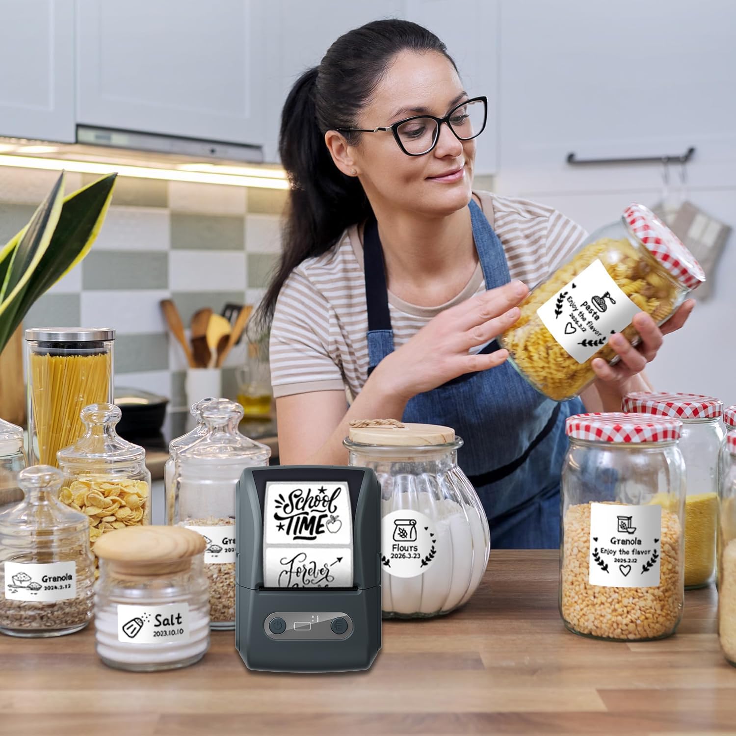 Label Maker with Tape, Label Printer for Business, Sticker Printer- Compatible with 12-57mm Width Labels, Wireless Connectivity, High-Speed Printing, 1200mAh Battery, for Office & Home