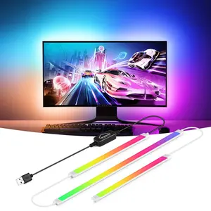 Smart Computer Monitor Sync Ambient Rgb Colorful Led Strip Light, RGBIC PC Display Screen Backlight LED Tape Light, USB Powered LED Light for Home Office Game Atmosphere