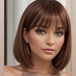 12 inch natural straight - short synthetic fiber bob wig, women's weave wig - classic casual style, easy to manage - perfect for daily wear, soft and breathable - lightweight and comfortable.costume