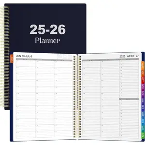 2025-2026 Appointment Book, 25-26 Planner Quarter-Hourly, Weekly & Monthly - from July 2025 - June 2026, A4 Weekly Planner with Colorful Tabs, Hardover, Note Pages, Pockets, Spiral Binding (8.5"x11")