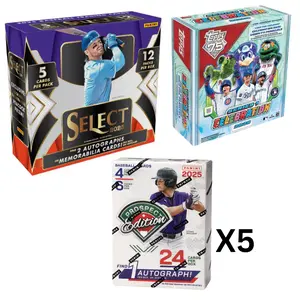 1200  BASEBALL,  2025 SELECT HOBBY BOX + 2026 CELEBRATION MEGA BOX + (5) 2026 PROSPECT EDITION BLASTER BOXES, 7 AUTOGRAPHS / OR MEMORABILIA