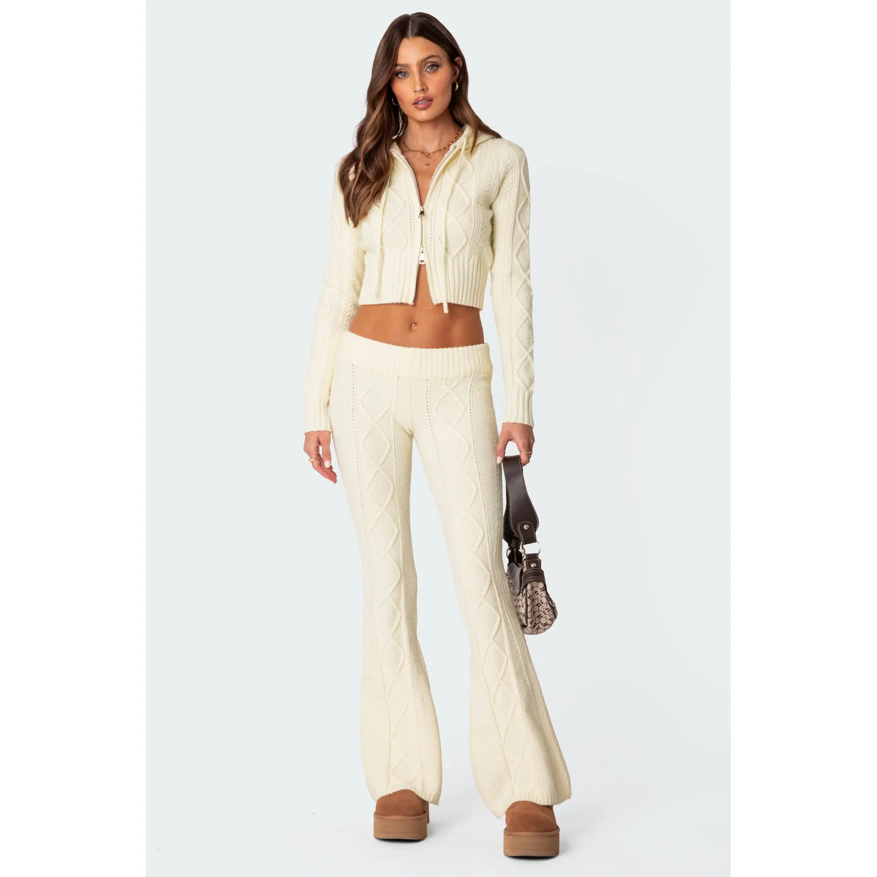Ray Cable Knit Flared Pants
