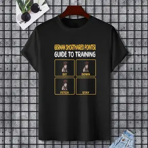 German Shorthaired Pointer Guide To Training Dog Obedience T-Shirt, 100% Cotton, Single Side Printed, Black Short Sleeve T-shirt, Gift for Family Friends, S-XXXL, 1 pc, Fabric Weight 180g