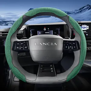 For Lancia Alcantara Suede Steering Wheel Cover New Sporty Design Segmented Non-slip Quick install Ultra-thin Suitable For Ypsilon Black Brown Mocha brown Orange Red Green