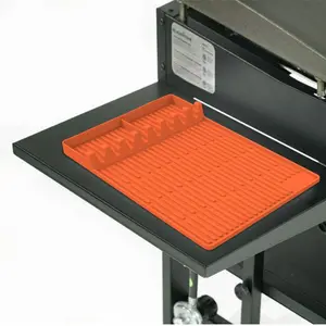 2-piece set, black stone silicone baking pan tool mat, food-grade silicone scraper mat with drip tray, thickened edge rack barbecue accessory, essential for outdoor kitchen countertops.Orange Thick Style