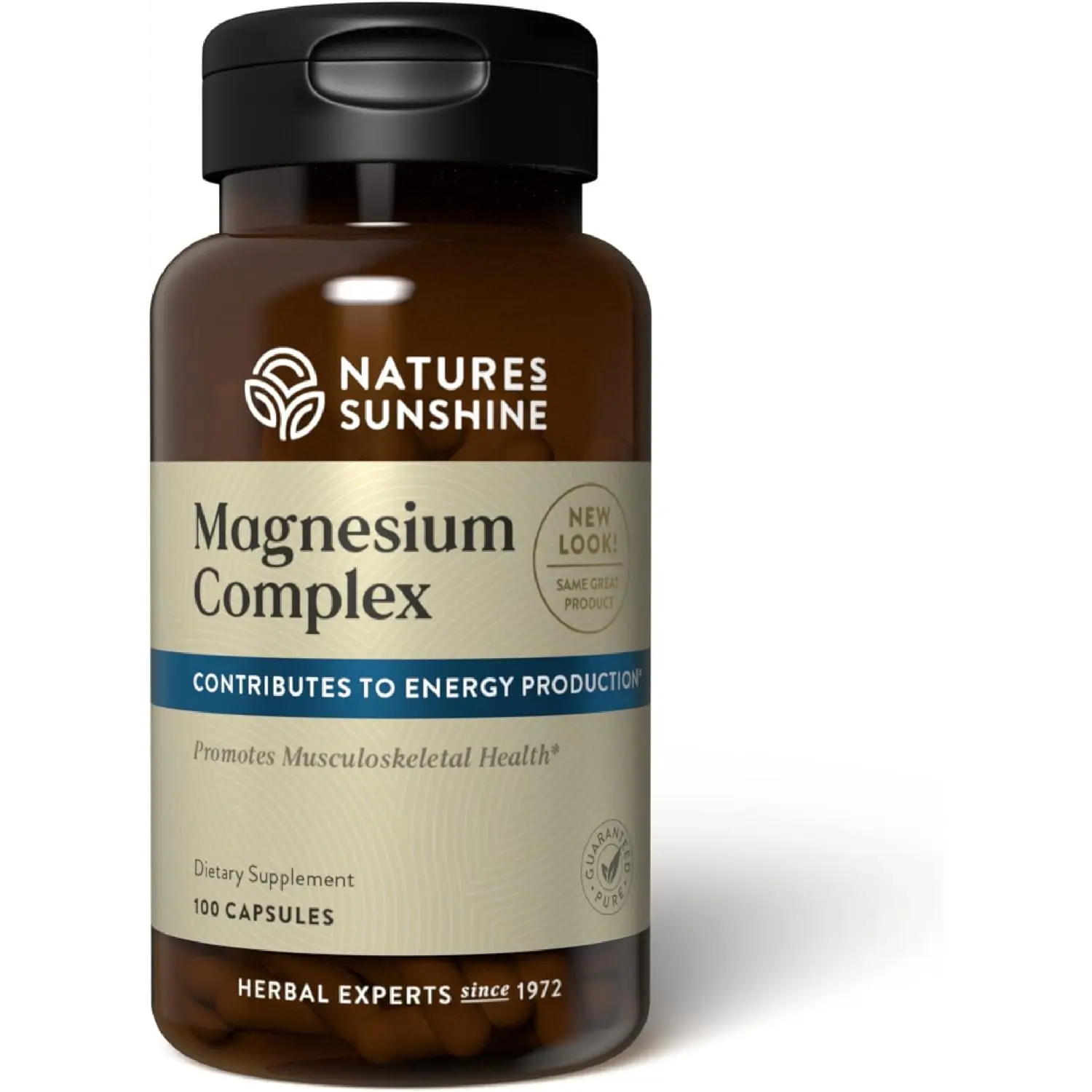 Nature’s Sunshine Magnesium Complex - High Potency Magnesium Supplement with Citrate & Malate for Relaxation, Optimal Absorption, Muscle Function, Energy Production - 50 Servings (100 Capsules)