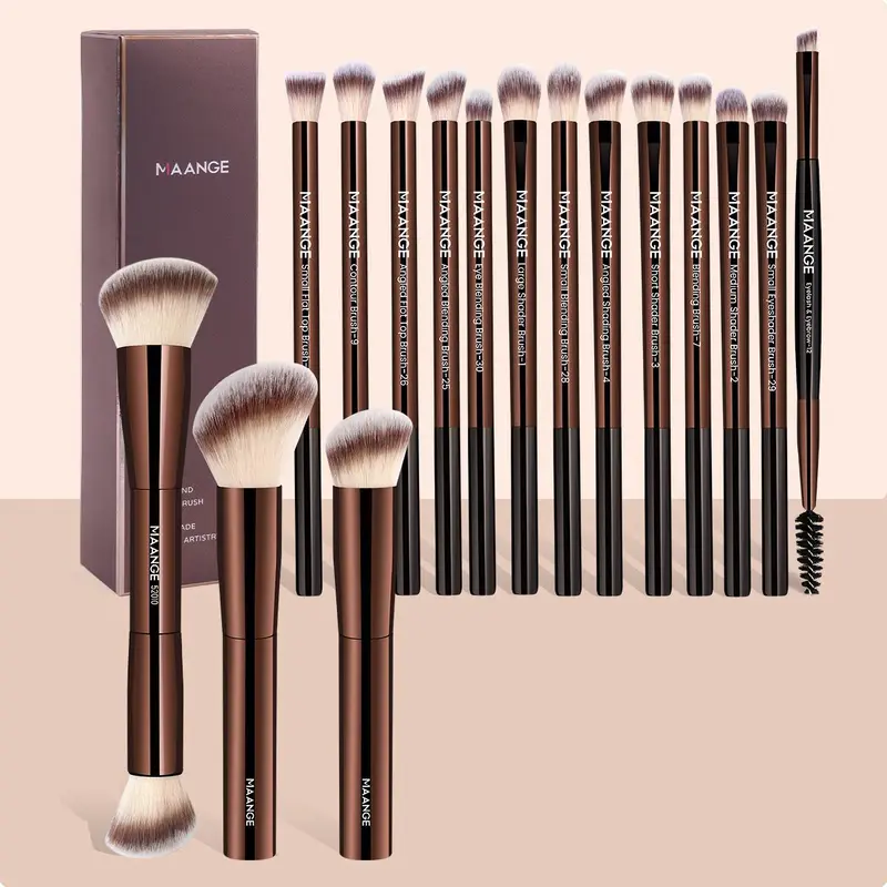 Professional Makeup Brush Set, Cosmetic Brush Set, Makeup Brush Kit, Brush Combo, 16pcs/set Soft Face Makeup Brushes for Foundation, Powder, Concealers, Eye Shadows, Blush, Makeup Accessories for Women & Girls, Makeup Tools Set