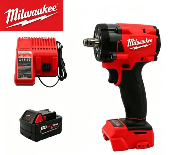 Milwaukee M18 18V 3/8-in Cordless Impact Wrench, Power Tool for Heavy-Duty Fastening & Loosening Tasks charger kit