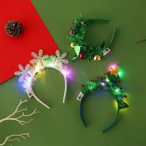 IPC Christmas Hair Band with Glowing Xmas Tree Snowflake and Deer Horn Design