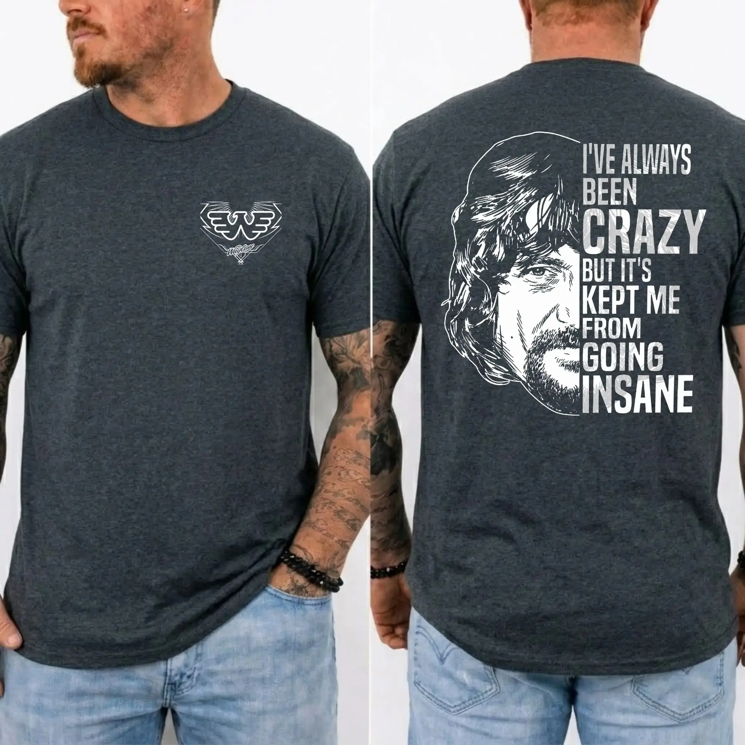 Waylon Jennings I've Always Been Crazy T-Shirt, Vintage Country Music, Retro Graphic Tee, Outlaw Country Gift, MADE IN USA