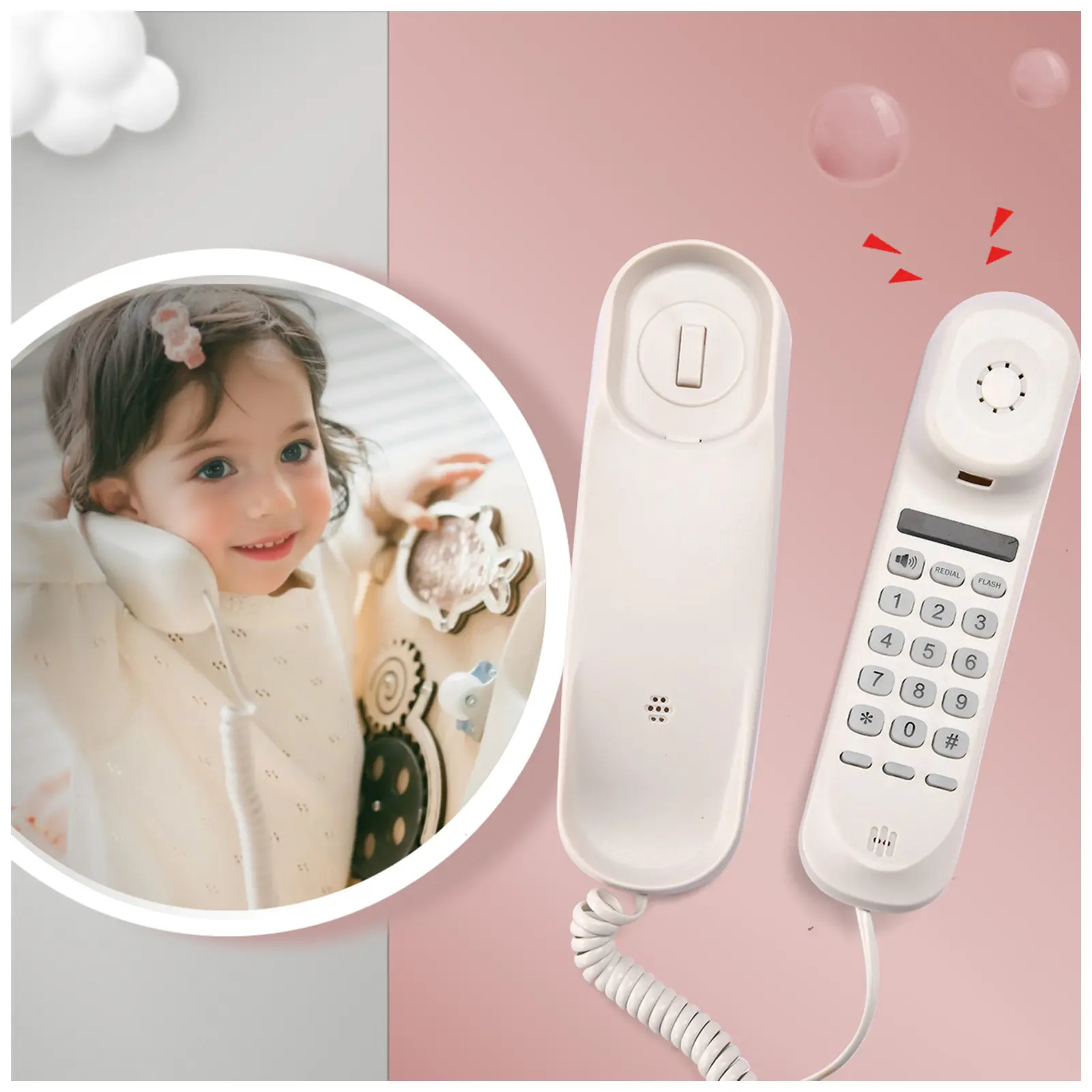 Unisex Classical Sound Feature Toy Phone - Plastic Pretend Play Toy Phone for Toddlers, Busy Board DIY Accessory, Playground Playhouse Addition