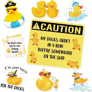 Cruise Door Decorations Magnetic- 8pcs Funny Ducks Themed Cruise Door Ship Decorations Magnets Reusable Cruising Ducks Magnet Stickers for Carnival Ship Cabin Refrigerator Decor Home Decor