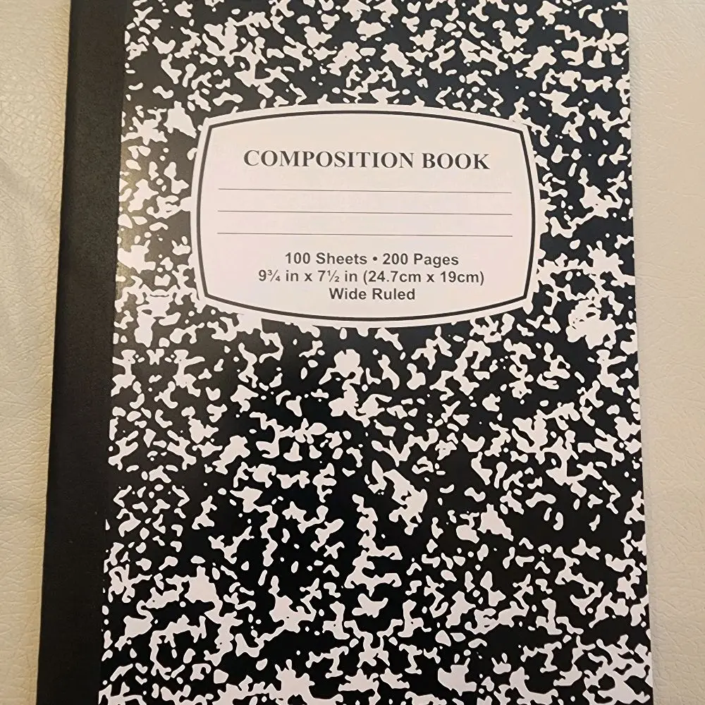 Composition Book 100 Sheets 200 Pages 9 1/2 in x 7 1/2 in Wide Ruled Notebook for Writing and Note-taking
