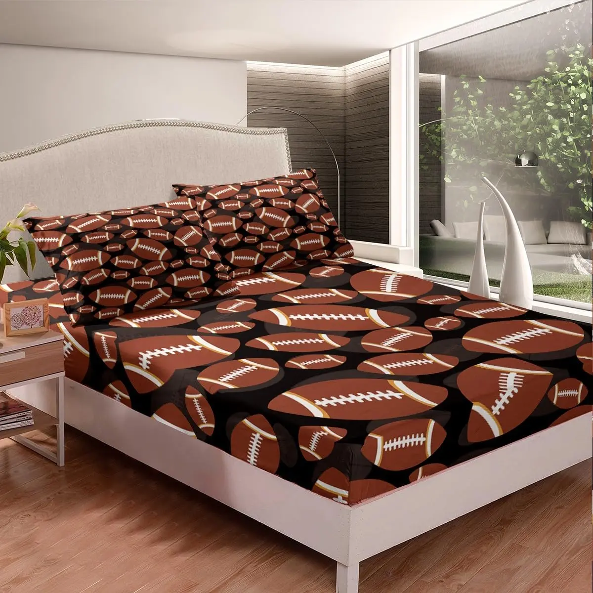 Football Bed Sheets Sports Theme Bed Sheet Set Rugby Game Bedding Set Ball Games Competition Fitted Sheet Bedroom Collection