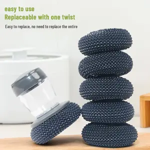 Kitchen pot brush automatic liquid adding pot brush push type dishwashing brush decontamination multifunctional pot brush Scrubber Cleaning House Cleaning Tools cleaning products